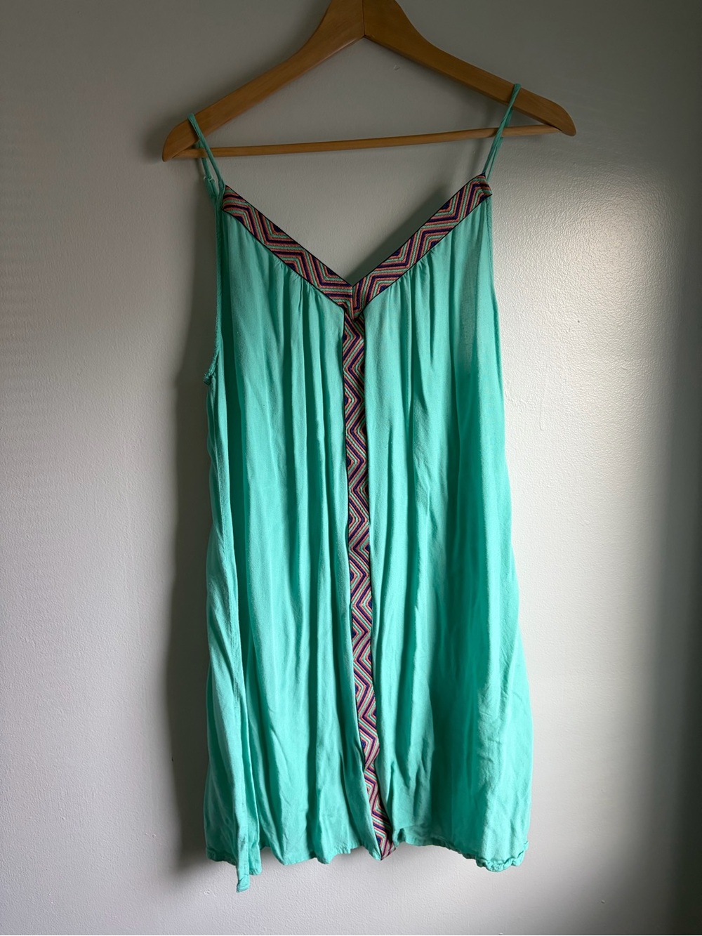 Raviya Aqua V-Neck Spaghetti Strap dress with Chevron Trim